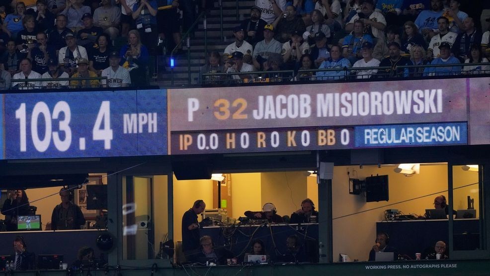 Brewers' Jacob Misiorowski sets World Series velocity record on his first pitch — Fox 11 Green Bay Sports, Tyler Sports news